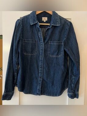 AG Adriano Goldschmied Blue Denim Cotton Button Front Shirt XS